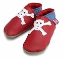 Starchild soft leather baby shoes, Jolly Roger in red