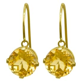 14k Yellow Gold 8mm Citrine Fish Hook Dangle Earrings by Amazon.com Collection