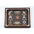 WANDBILD KNOTENTAFEL HOLZRAHMEN GLASSCHEIBE SCHIFF BILD 25 x 2,5 x 20 cm Maritime Deko Anker Steuerrad Seemannsknoten Bar