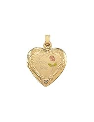 Solid 14k Yellow Gold Heart " I Love You" Picture Locket 3/4 inch x 3/4 inch in Solid 14K Yellow Gold