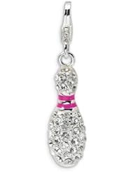 Sterling Silver 3-D Enameled Bowling Pin w/Lobster Clasp Charm