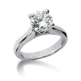 1.10 G-H color SI2 Clarity Diamond Engagement Ring 14KT White Gold Setting