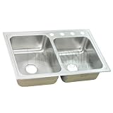 22316, Moen Lancelot 8 Deep Double Bowl Drop-In Kitchen Sink - Stainless Steel