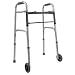 Duro-Med 2-Button Adjustable Aluminum Folding Walker with 5 Inch Wheels, Silver