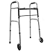Duro-Med 2-Button Adjustable Aluminum Folding Walker with 5 Inch Wheels, Silver
