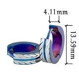 Blue Spacer Stainless Steel Mens Hoop Earrings