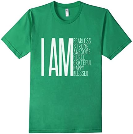 Men's I AM Fearless, I AM Strong, I AM Blessed Inspirational Tee 2XL Kelly Green