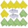Microfiber Cleaning Cloths - 10 Colorful Cloths and 2 White ECO-FUSED Cloths - Ideal for Cleaning Glasses, Spectacles, Camera Lenses, iPad, Tablets, Phones, iPhone, Android Phones, LCD Screens and Other Delicate Surfaces (Yellow/Green)