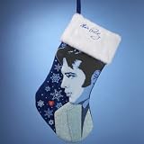 Elvis Presley 10 Light Blue Applique Christmas Stocking