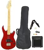 Full Size Red Electric Guitar with Amp, Case and Accessories Pack Beginner Starter Package