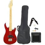 Full Size Red Electric Guitar with Amp, Case and Accessories Pack Beginner Starter Package