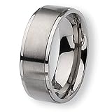Ridged Edge Brushed and Polished Titanium Ring (8.0 mm) - Sizes 6-13