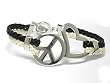 Black White Braided Peace Heart Bracelet Fashion Jewelry