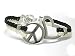 Silver Leather Peace Heart Braided Bracelet Fashion Jewelry Black White