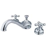Kingston Brass KS3331AX Heritage Roman Tub Filler with Metal Cross Handle, Polished Chrome [並行輸入品]