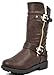 DREAM PAIRS KNICE Girls Fashion Dual Buckle/Zipper Quilted Mid Calf Faux Fur Lining Winter Motorcycle Riding Boots