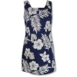 Short Tank Dress - Hibiscus Monstera Square Neck A-Line Hawaiian Aloha Darted Tank Dress - Regular and Plus Size