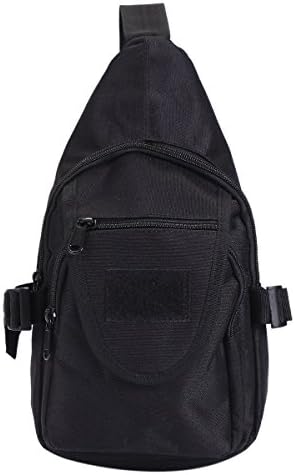Outdoor Sports Casual Oxford Fabric Waterproof Unbalance Backpack Crossbody Sling Bag Shoulder Bag Chest Bag for Men (Black)