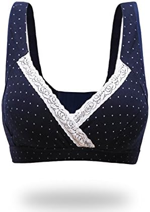 Unilove Wirefree Maternity Nursing Bra Seamless Adjustable Cotton Sleep Bralette with Bra Extender (M, Blue)