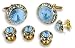 Cufflinks - Light Blue Center in Crystal Settin