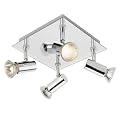 Modern Square Chrome 4 Way GU10 Ceiling Spotlight