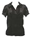 image and picture of Black Satin Blouse with Lace Trims