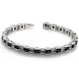 One of a Kind 9 3/5ctw Blue Sapphire & Diamond Bracelet in 18kt White Gold (G-H/VS)