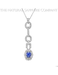 1.06ct Natural Untreated Blue Sapphire Pendant with 47 Pave Dia 0.49ct Total