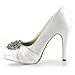 ElegantPark EP2015-PF Women's Closed Toe Platform High Heels Pumps Rhinestones Buckles Satin Evening Bridal Wedding Shoes