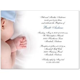 Baby Boy Baptism Christening Invitations - Set of 20