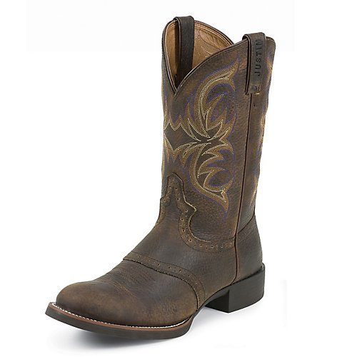 Justin Boots Men's Stampede Collection 11" Cattleman Boot Low Profile Round Single Stitch Toe,Dark Brown Rawhide,9 D US