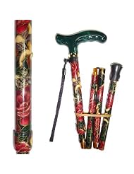 Travelers Folding Cane With Fabric Flower Patterns