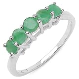 0.80 Carat Genuine Emerald Sterling Silver Ring
