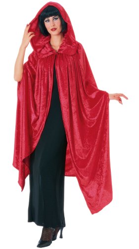Deluxe Red Velvet Gothic Hooded Cloak Cape