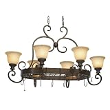 Golden Lighting 8063-PR62 BUS 8 Light Heartwood Pot Rack Island
