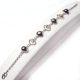 6-7mm black pearl eye shape white gold plated frame tennis bracelet 8