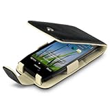 NOKIA X7 GENUINE LEATHER FLIP CASE - BLACK, CREAM INSIDE, BY TERRAPIN