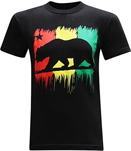 California Republic Red Yellow Green Men's T-Shirt - (Black) - XL