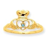 10k Polished Geniune Aquamarine Birthstone Ring
