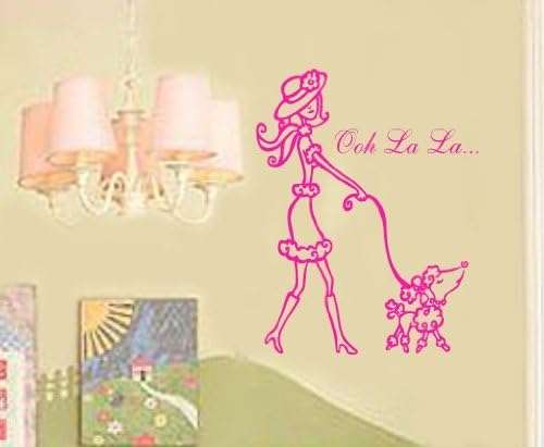 Ooh La La Paris Poodle and French lady GIRLS Room lettering Vinyl Wall Letters saying Decal nursery LARGE 19wx22H