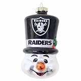 NFL Oakland Raiders Blown Glass Top Hat Snowman Ornament