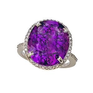 13.11 cttw Genuine Amethyst Ring by Effy CollectionŽ in 14k White Gold Size 6 by