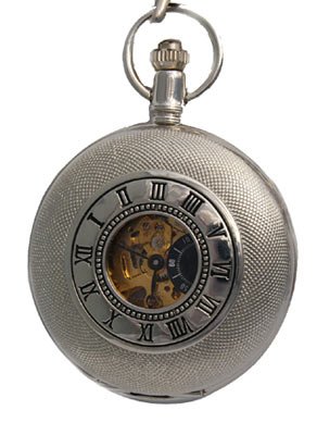 Silver mesh wind up pocket watch. Silver tone case and chain classic size pocket watch of 2 inches.