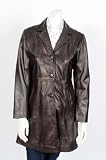 Ladies Trench Leather Jacket F5107 Brown Womens 3/4 Length Leather Coat