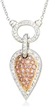 18k White and Rose Gold Pink and White Diamond Teardrop Pendant (.46 cttw)