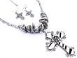 Western Cowgirl Zebra Cross with Silver Rose Necklace
