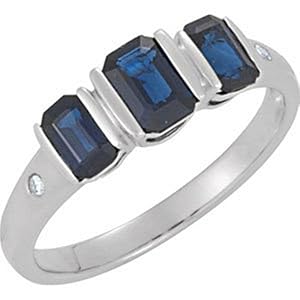 IceCarats Designer Jewelry Sterling Silver Genuine Blue Sapphire And Diamond Ring Size 6