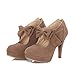 Lath.pin® Classic Vintage Womens Stiletto Platform Pumps High Heels Ankle Boots Cream Party Bridal Wedding Shoes with Bow