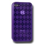 Amzer Luxe Argyle High Gloss TPU Soft Gel Skin Case for iPhone 4 (Purple) ( ....