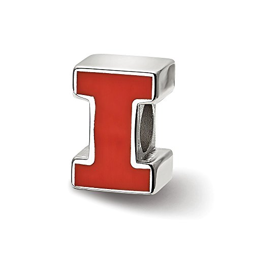 SS University of Illinois Block I Enameled Logo Bead